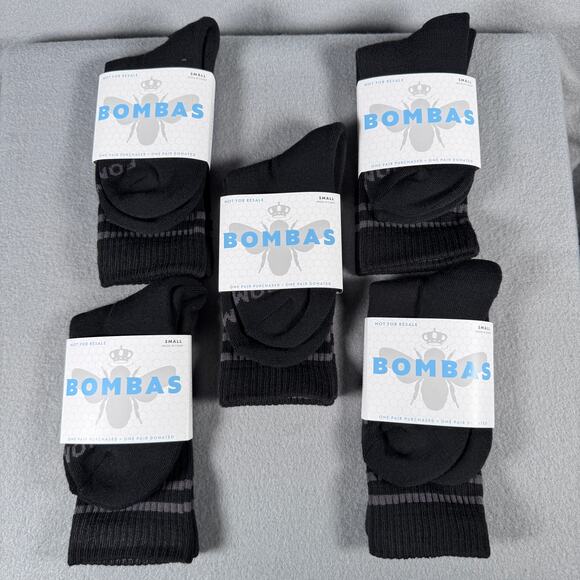 Bombas Small Black Donation Socks Honeycomb Arch Support Antimicrobial 5-Pack - Picture 1 of 6
